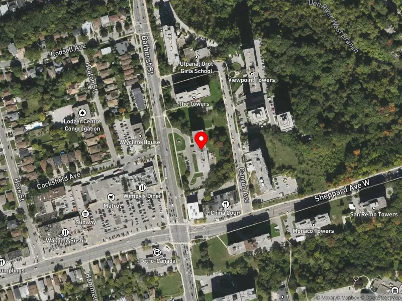 RentSafeTO apartment evaluation satellite view of 4415 BATHURST ST in York Centre, Toronto