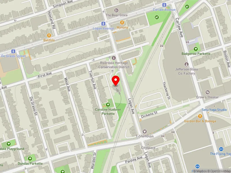 RentSafeTO apartment evaluation map view of 444 LOGAN AVE in Toronto-Danforth, Toronto