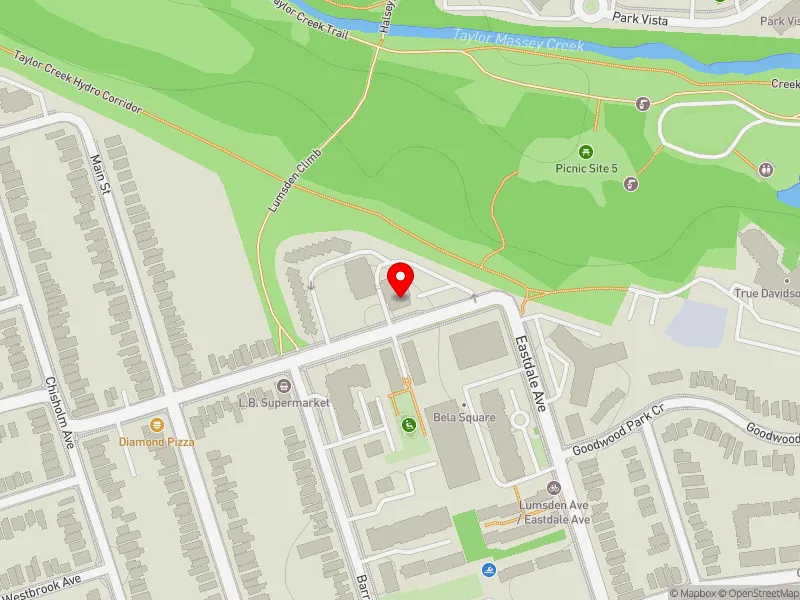 RentSafeTO apartment evaluation map view of 444 LUMSDEN AVE in Beaches-East York, Toronto