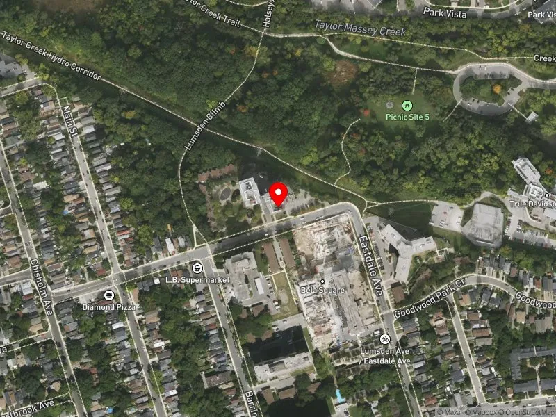 RentSafeTO apartment evaluation satellite view of 444 LUMSDEN AVE in Beaches-East York, Toronto