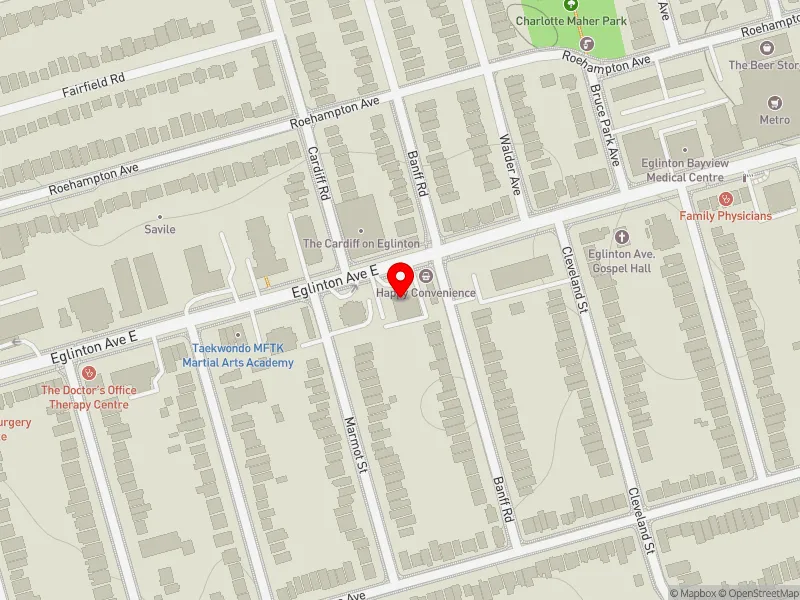 RentSafeTO apartment evaluation map view of 445 EGLINTON AVE E in Don Valley West, Toronto