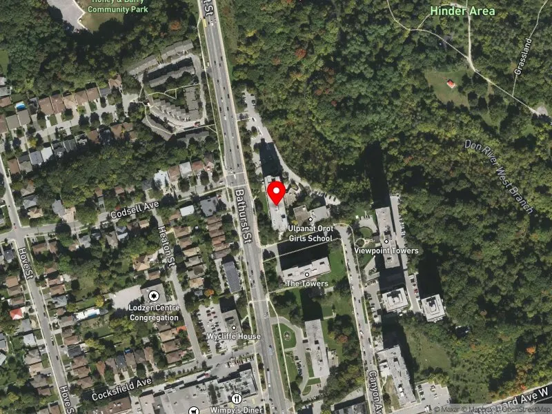 RentSafeTO apartment evaluation satellite view of 4455 BATHURST ST in York Centre, Toronto