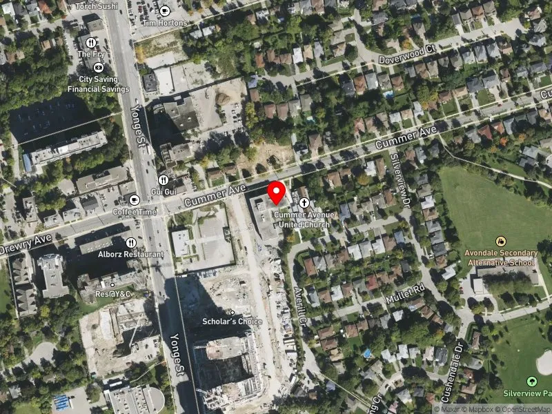 RentSafeTO apartment evaluation satellite view of 45 CUMMER AVE in Willowdale, Toronto