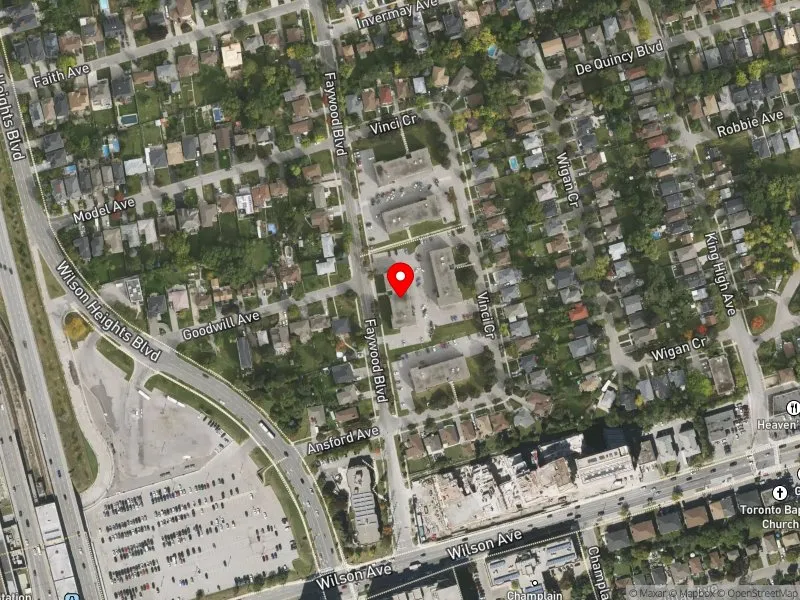 RentSafeTO apartment evaluation satellite view of 45 FAYWOOD BLVD in York Centre, Toronto