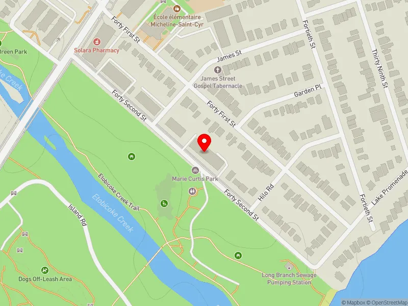 RentSafeTO apartment evaluation map view of 45 FORTY SECOND ST in Etobicoke-Lakeshore, Toronto