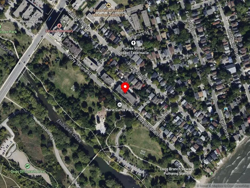 RentSafeTO apartment evaluation satellite view of 45 FORTY SECOND ST in Etobicoke-Lakeshore, Toronto