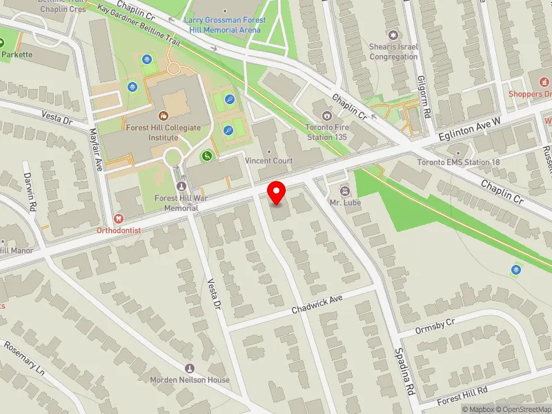 RentSafeTO apartment evaluation map view of 45 GARDINER RD in Toronto-St. Paul's, Toronto