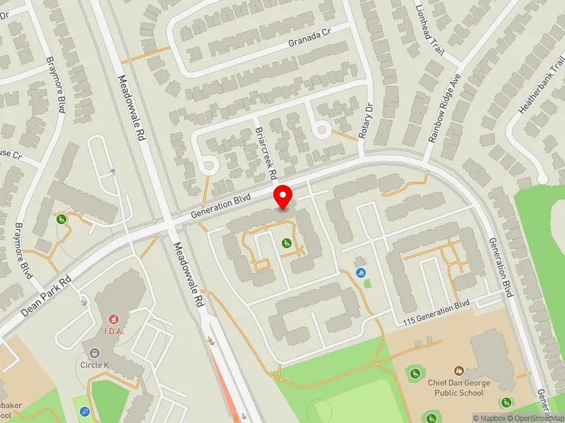 RentSafeTO apartment evaluation map view of 45 GENERATION BLVD in Scarborough-Rouge Park, Toronto