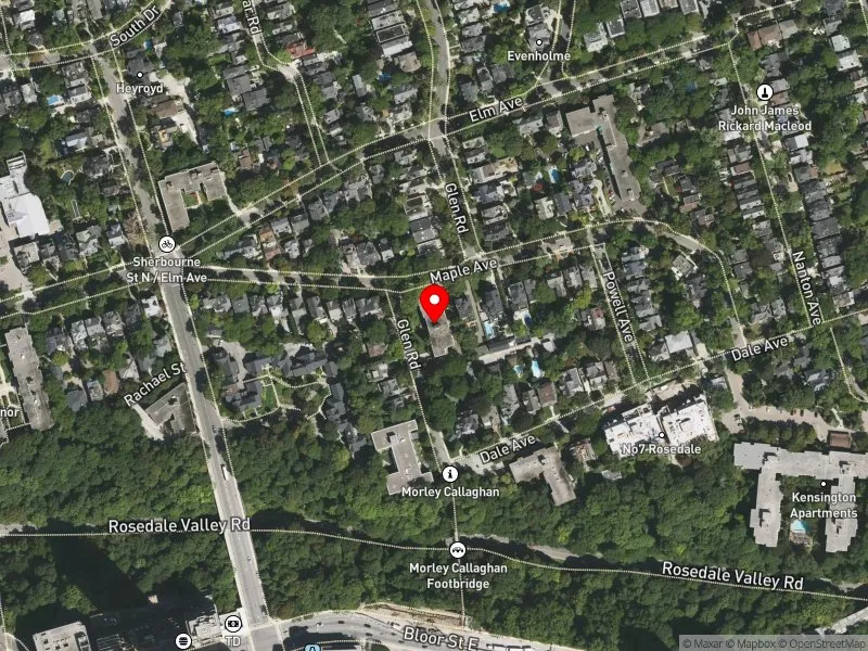 RentSafeTO apartment evaluation satellite view of 45 GLEN RD in University-Rosedale, Toronto