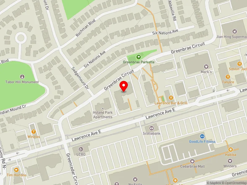 RentSafeTO apartment evaluation map view of 45 GREENBRAE CRCT in Scarborough-Guildwood, Toronto
