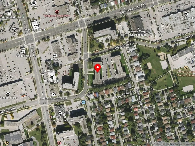 RentSafeTO apartment evaluation satellite view of 45 GREENCREST CRCT in Scarborough-Guildwood, Toronto