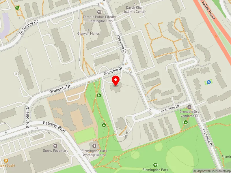 RentSafeTO apartment evaluation map view of 45 GRENOBLE DR in Don Valley East, Toronto