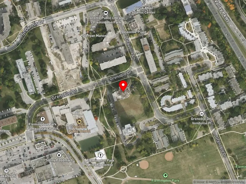 RentSafeTO apartment evaluation satellite view of 45 GRENOBLE DR in Don Valley East, Toronto
