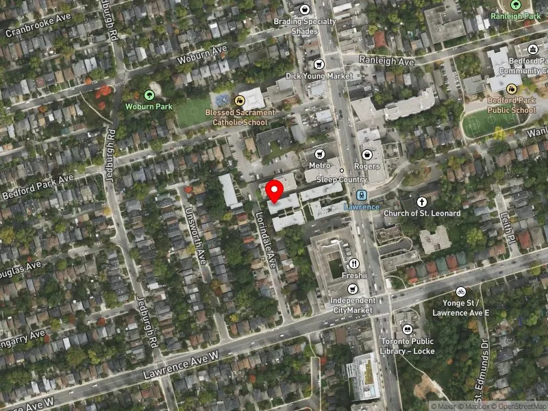 RentSafeTO apartment evaluation satellite view of 45 LORINDALE AVE in Eglinton-Lawrence, Toronto