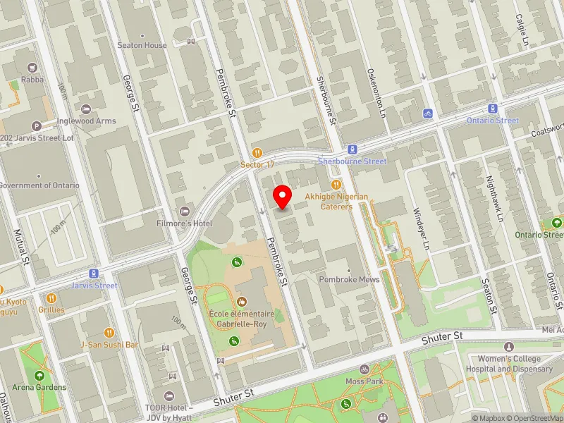 RentSafeTO apartment evaluation map view of 45 PEMBROKE ST in Toronto Centre, Toronto
