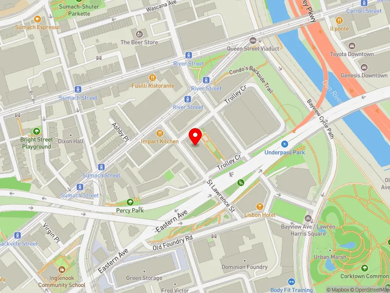 RentSafeTO apartment evaluation map view of 45 ST LAWRENCE ST in Toronto Centre, Toronto