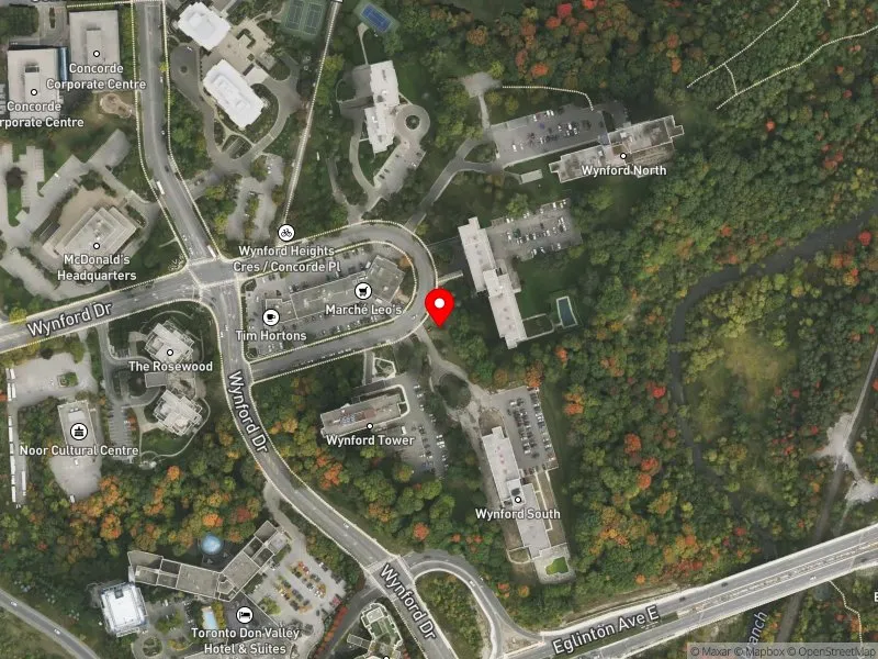 RentSafeTO apartment evaluation satellite view of 45 WYNFORD HEIGHTS CRES in Don Valley East, Toronto