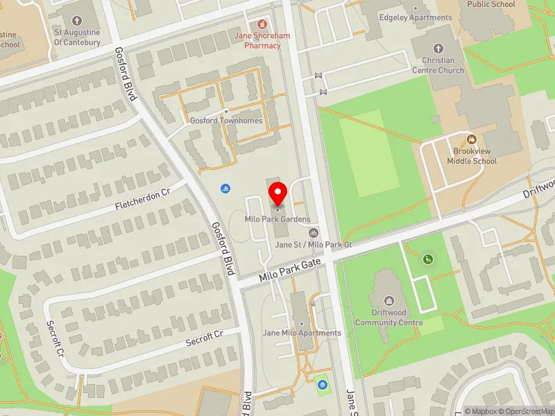 RentSafeTO apartment evaluation map view of 4500 JANE ST in Humber River-Black Creek, Toronto