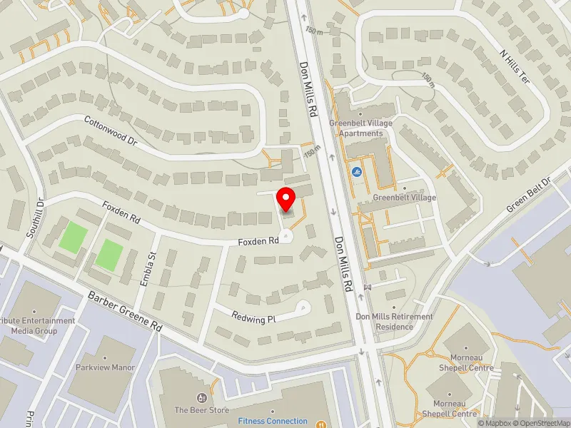 RentSafeTO apartment evaluation map view of 46 FOXDEN RD in Don Valley East, Toronto