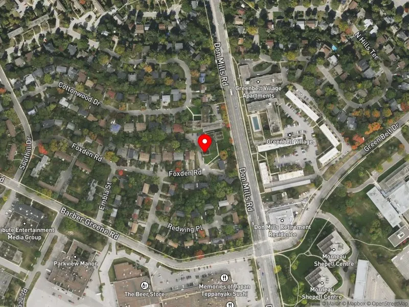 RentSafeTO apartment evaluation satellite view of 46 FOXDEN RD in Don Valley East, Toronto