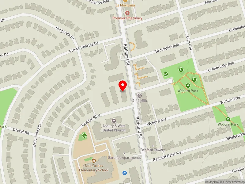 RentSafeTO apartment evaluation map view of 46 SARANAC BLVD in Eglinton-Lawrence, Toronto