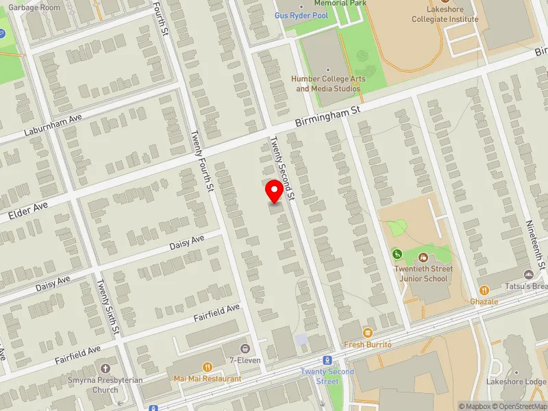 RentSafeTO apartment evaluation map view of 46 TWENTY SECOND ST in Etobicoke-Lakeshore, Toronto