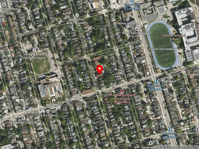 RentSafeTO apartment evaluation satellite view of 469 PALMERSTON BLVD in University-Rosedale, Toronto