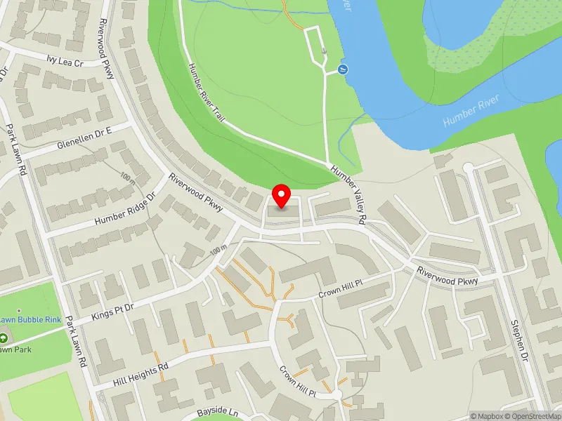 RentSafeTO apartment evaluation map view of 47-49 RIVERWOOD PKWY in Etobicoke-Lakeshore, Toronto