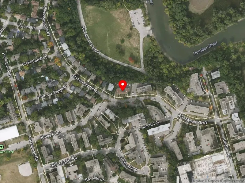 RentSafeTO apartment evaluation satellite view of 47-49 RIVERWOOD PKWY in Etobicoke-Lakeshore, Toronto