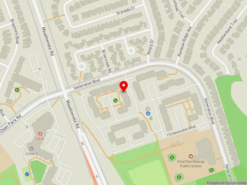 RentSafeTO apartment evaluation map view of 47 GENERATION BLVD in Scarborough-Rouge Park, Toronto
