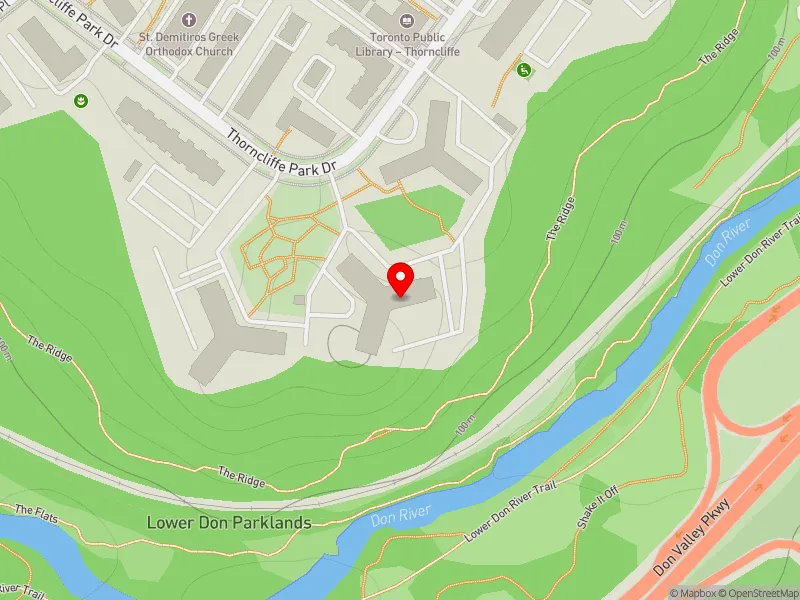 RentSafeTO apartment evaluation map view of 47 THORNCLIFFE PARK DR in Don Valley West, Toronto