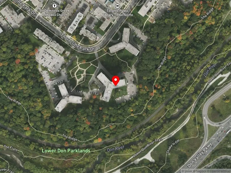 RentSafeTO apartment evaluation satellite view of 47 THORNCLIFFE PARK DR in Don Valley West, Toronto