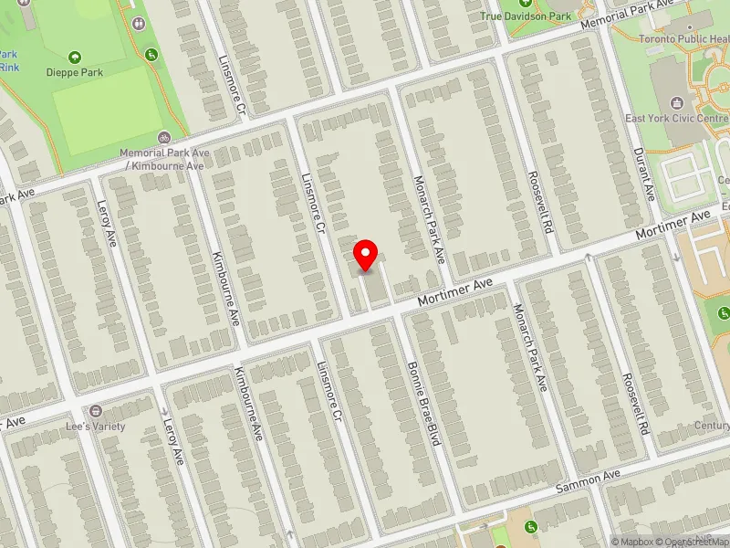 RentSafeTO apartment evaluation map view of 470 MORTIMER AVE in Toronto-Danforth, Toronto