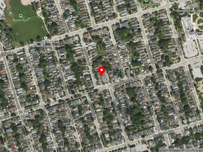 RentSafeTO apartment evaluation satellite view of 470 MORTIMER AVE in Toronto-Danforth, Toronto