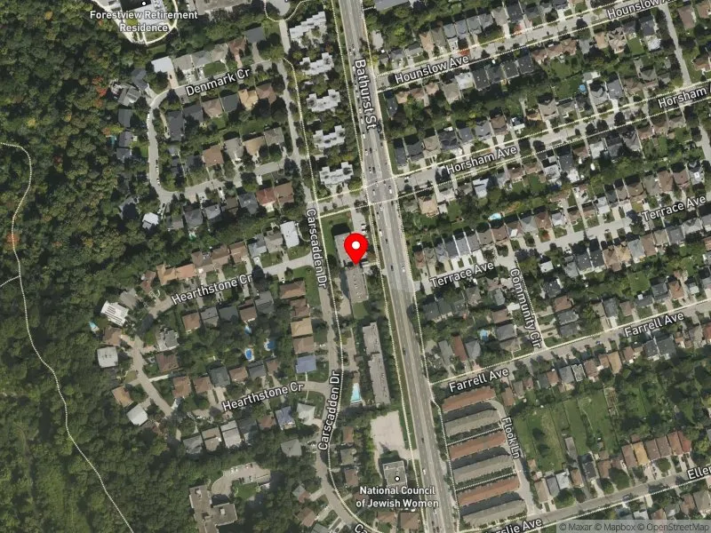 RentSafeTO apartment evaluation satellite view of 4750 BATHURST ST in York Centre, Toronto