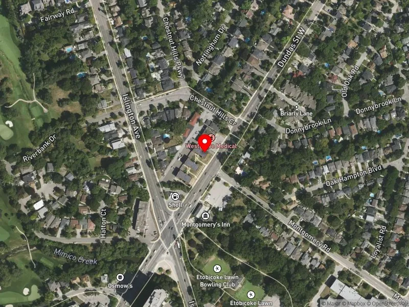 RentSafeTO apartment evaluation satellite view of 4750 DUNDAS ST W in Etobicoke Centre, Toronto