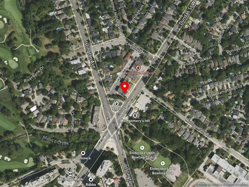 RentSafeTO apartment evaluation satellite view of 4754 DUNDAS ST W in Etobicoke Centre, Toronto