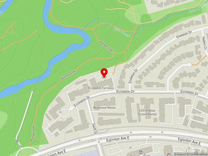 RentSafeTO apartment evaluation map view of 48 ECCLESTON DR in Don Valley East, Toronto