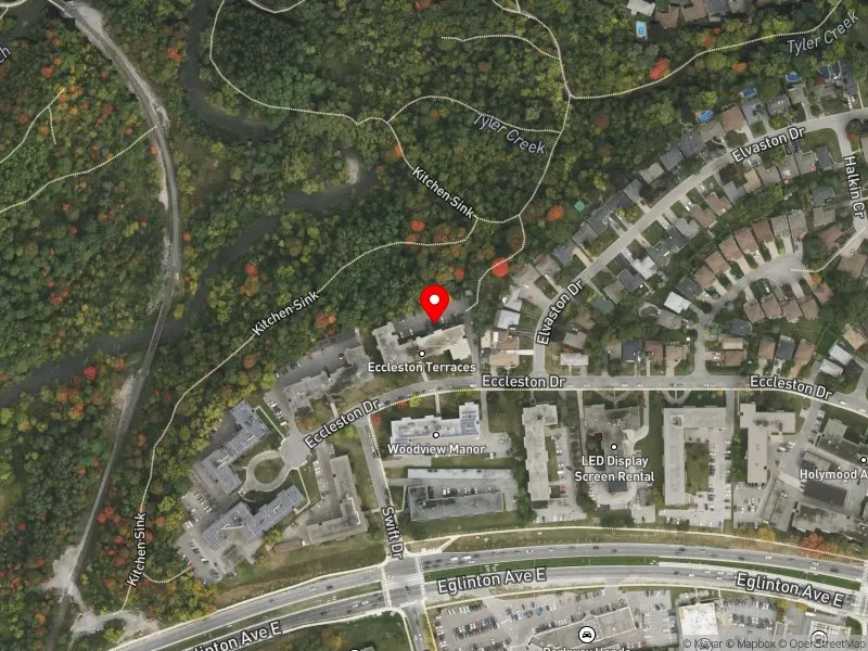 RentSafeTO apartment evaluation satellite view of 48 ECCLESTON DR in Don Valley East, Toronto