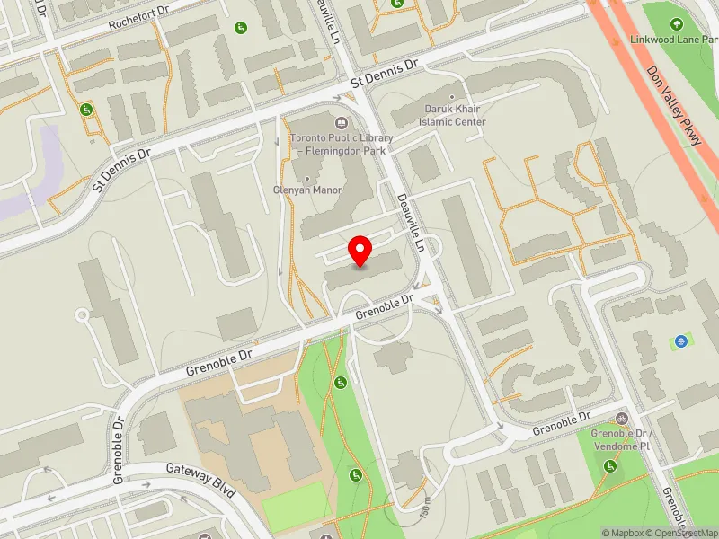 RentSafeTO apartment evaluation map view of 48 GRENOBLE DR in Don Valley East, Toronto