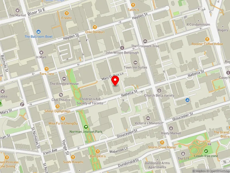 RentSafeTO apartment evaluation map view of 48 ISABELLA ST in Toronto Centre, Toronto