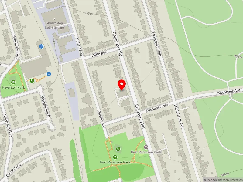 RentSafeTO apartment evaluation map view of 480 CALEDONIA RD in Davenport, Toronto