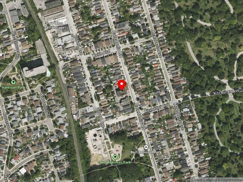RentSafeTO apartment evaluation satellite view of 480 CALEDONIA RD in Davenport, Toronto