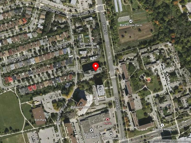 RentSafeTO apartment evaluation satellite view of 4800 JANE ST in Humber River-Black Creek, Toronto