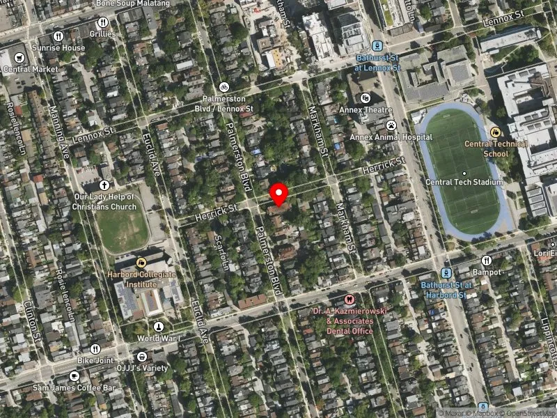 RentSafeTO apartment evaluation satellite view of 481 PALMERSTON BLVD in University-Rosedale, Toronto