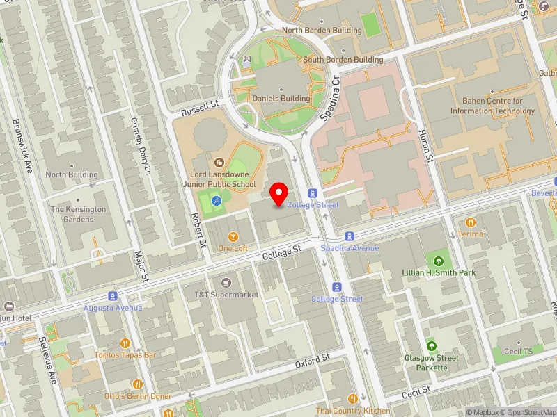 RentSafeTO apartment evaluation map view of 484 SPADINA AVE in University-Rosedale, Toronto