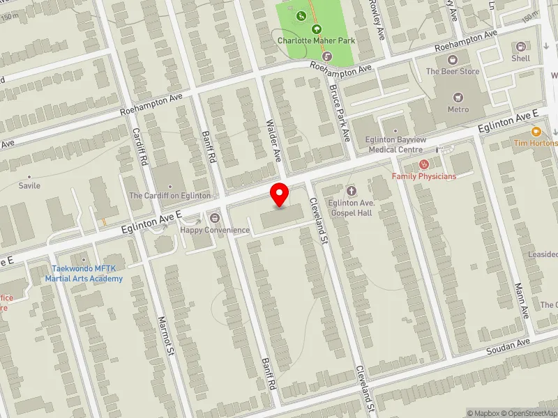 RentSafeTO apartment evaluation map view of 485 EGLINTON AVE E in Don Valley West, Toronto