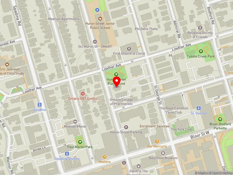 RentSafeTO apartment evaluation map view of 485 HURON ST in University-Rosedale, Toronto