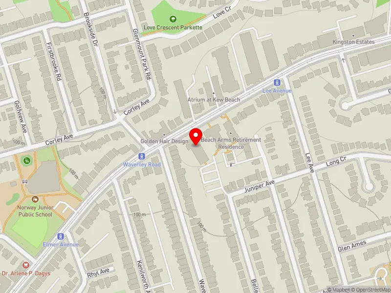 RentSafeTO apartment evaluation map view of 485 KINGSTON RD in Beaches-East York, Toronto