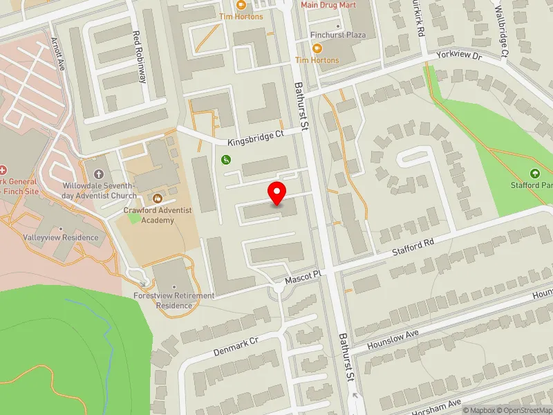 RentSafeTO apartment evaluation map view of 4854 BATHURST ST in York Centre, Toronto